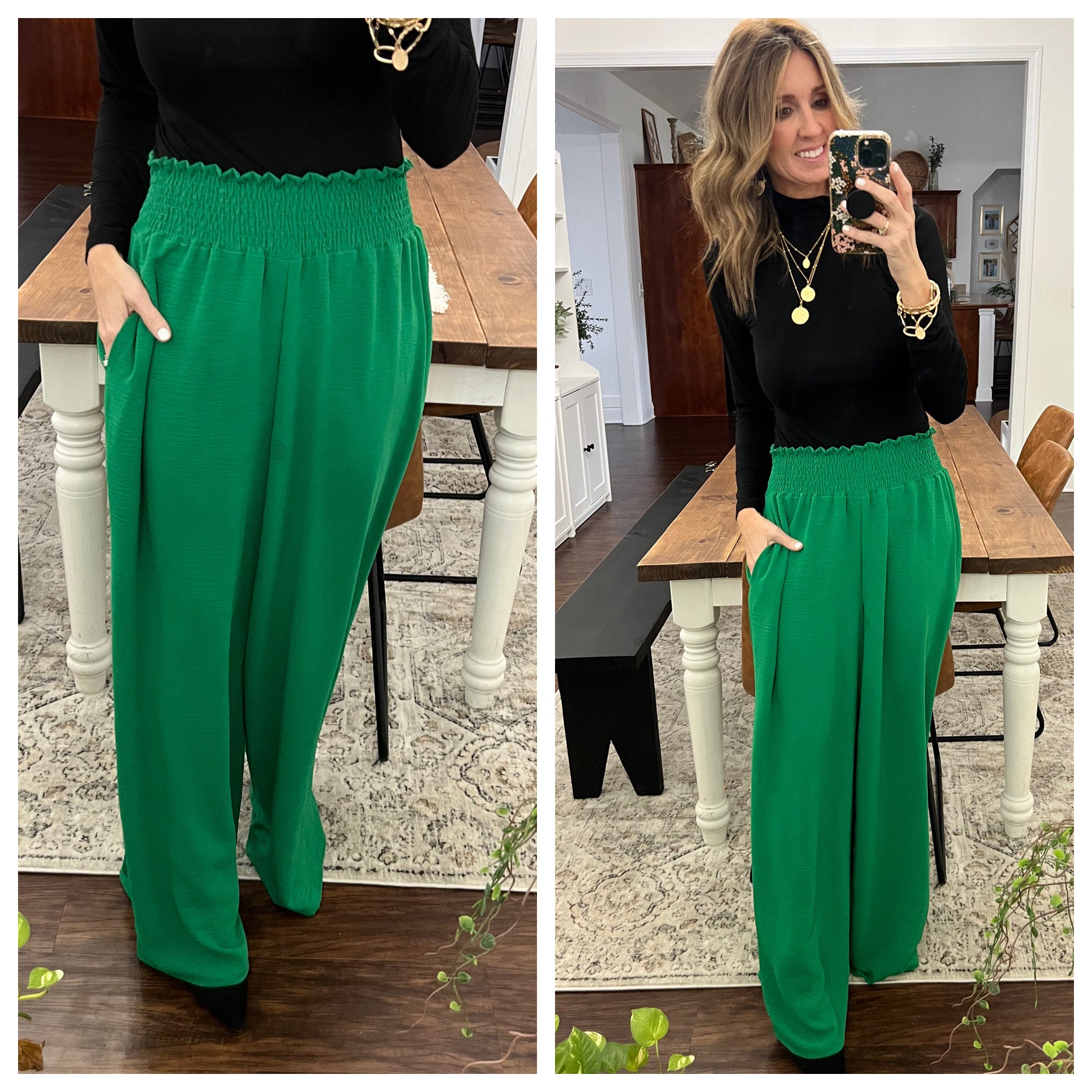 Amazon.com: Women High Waist Casual Wide Leg Long Palazzo Pants Business  Work Suit Pants (Green, Small) : Clothing, Shoes & Jewelry